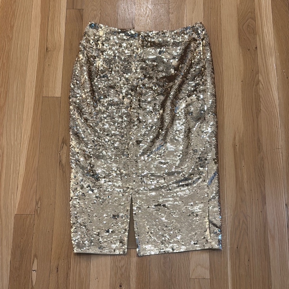 Michael Kors Gold Sequin Midi Pencil Skirt - Picture 2 of 3